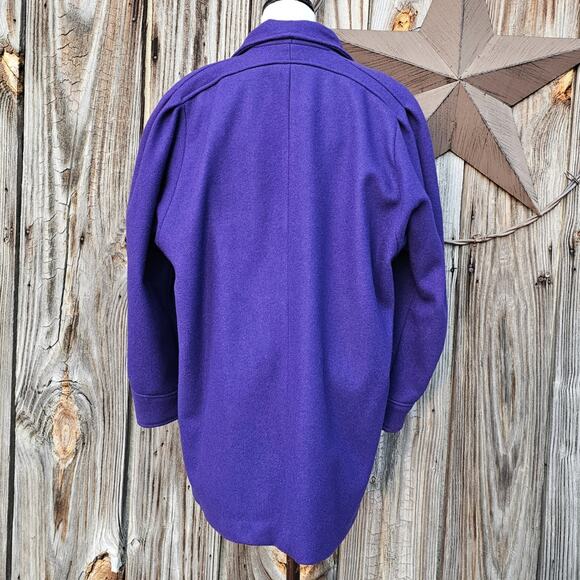 VTG Purple Pea Coat Wool Blend Double Breast Jacket Pockets Vintage USA Size 16 - Picture 3 of 12